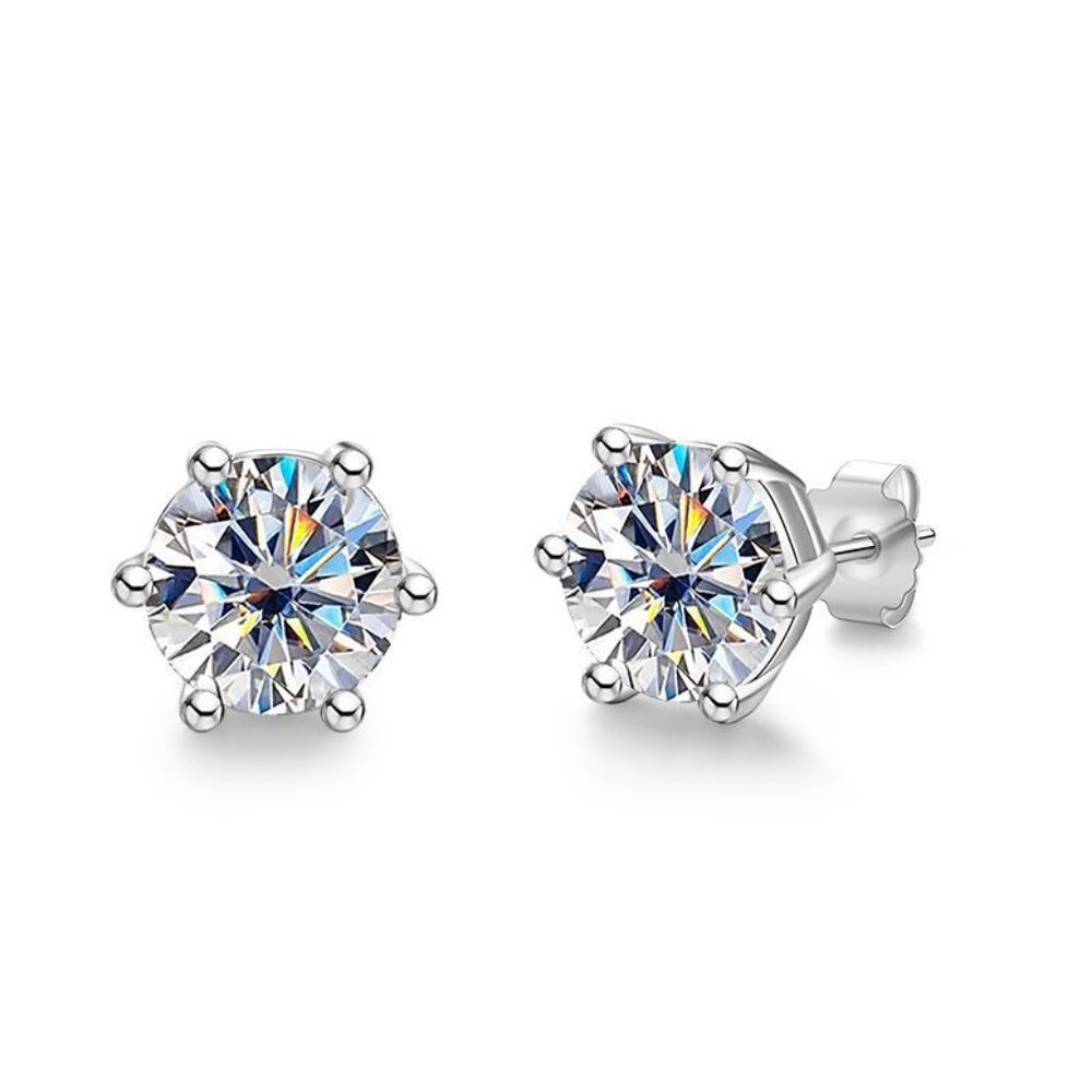 Certified 4ct. t.w. Moissanite Diamond Round Stud Earrings NEW - Picture 2 of 13